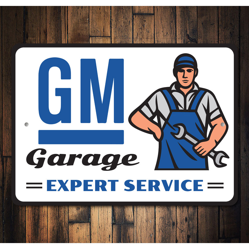 GM Garage Expert Service General Motors Decor Mechanic Metal Sign