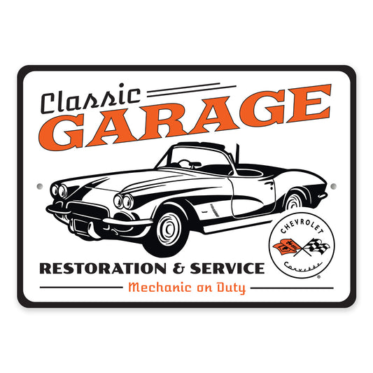 Classic Garage Restoration And Service Chevy Retro Garage Decor Metal Sign