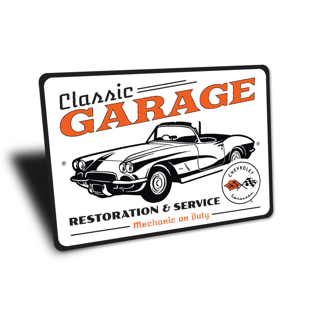 Classic Garage Restoration And Service Chevy Retro Garage Decor Metal Sign