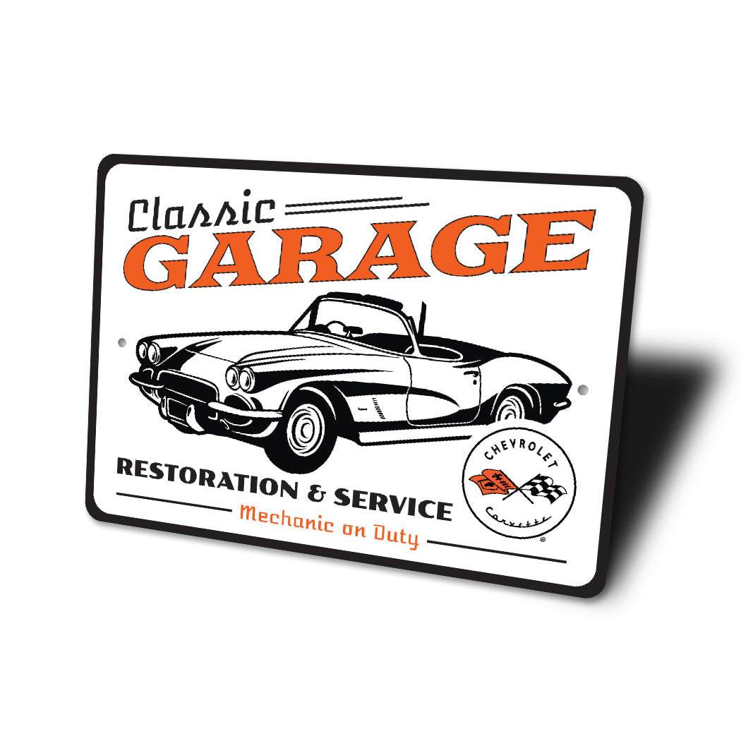 Classic Garage Restoration And Service Chevy Retro Garage Decor Metal Sign