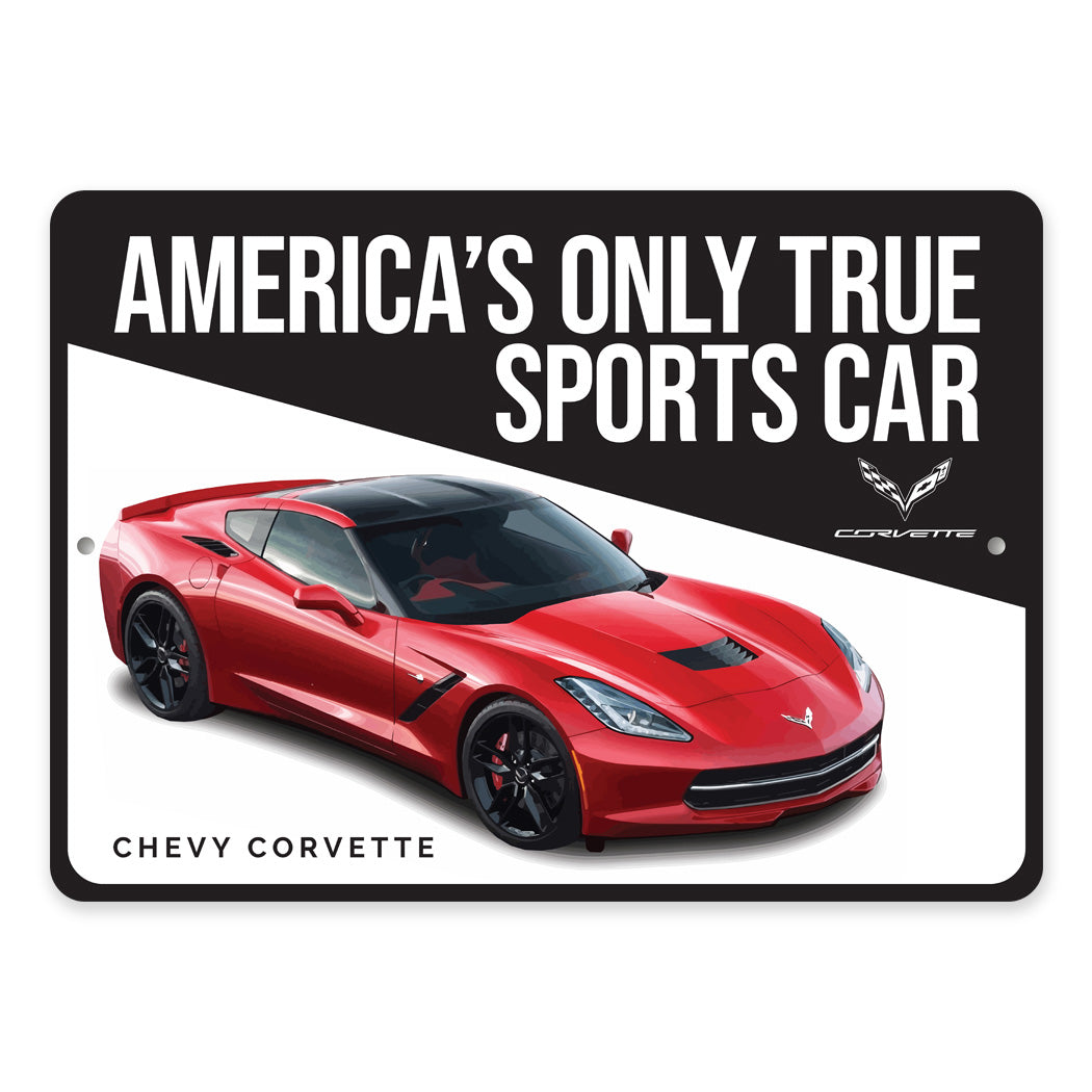 Americas Only True Sports Car Chevy Corvette Decor Metal Sign