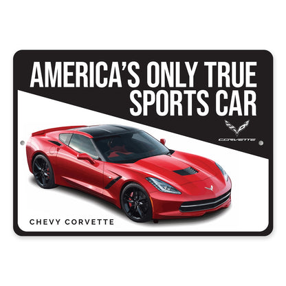 Americas Only True Sports Car Chevy Corvette Decor Metal Sign