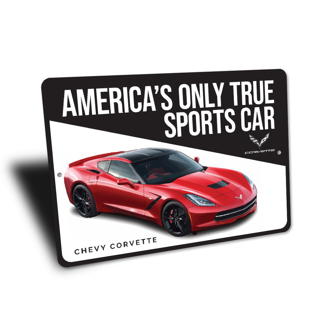 Americas Only True Sports Car Chevy Corvette Decor Metal Sign