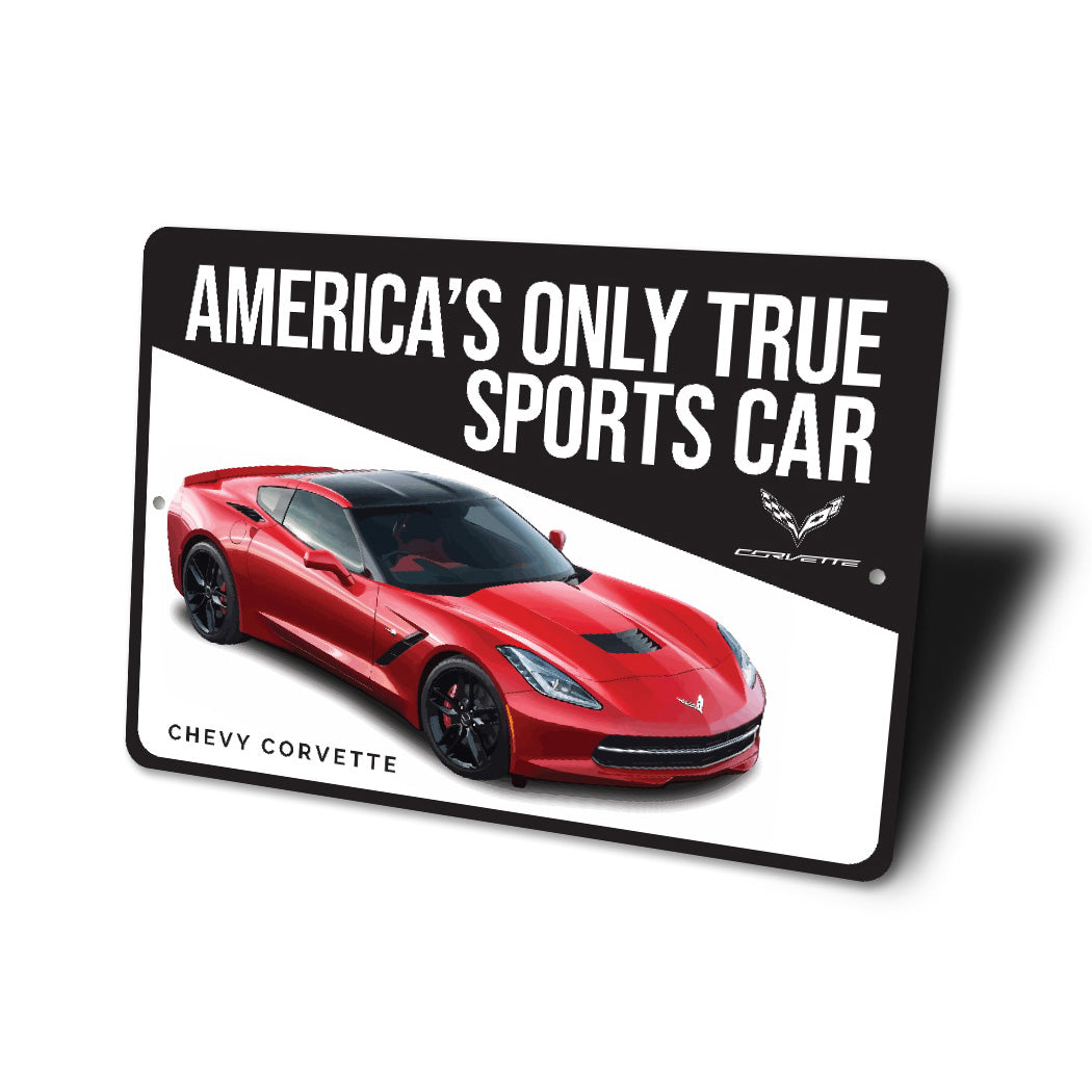 Americas Only True Sports Car Chevy Corvette Decor Metal Sign