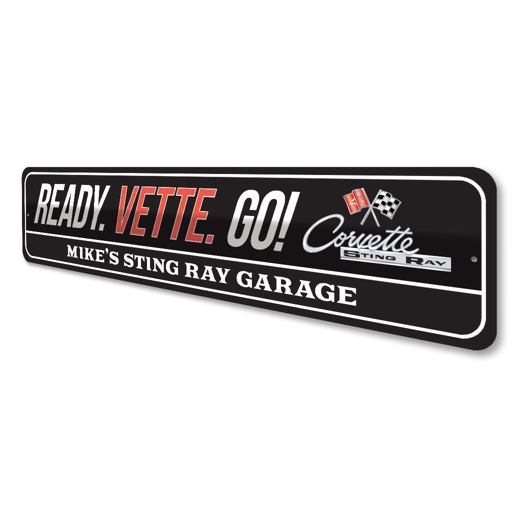 Ready Vette Go Garage Chevy Corvette Metal Sign