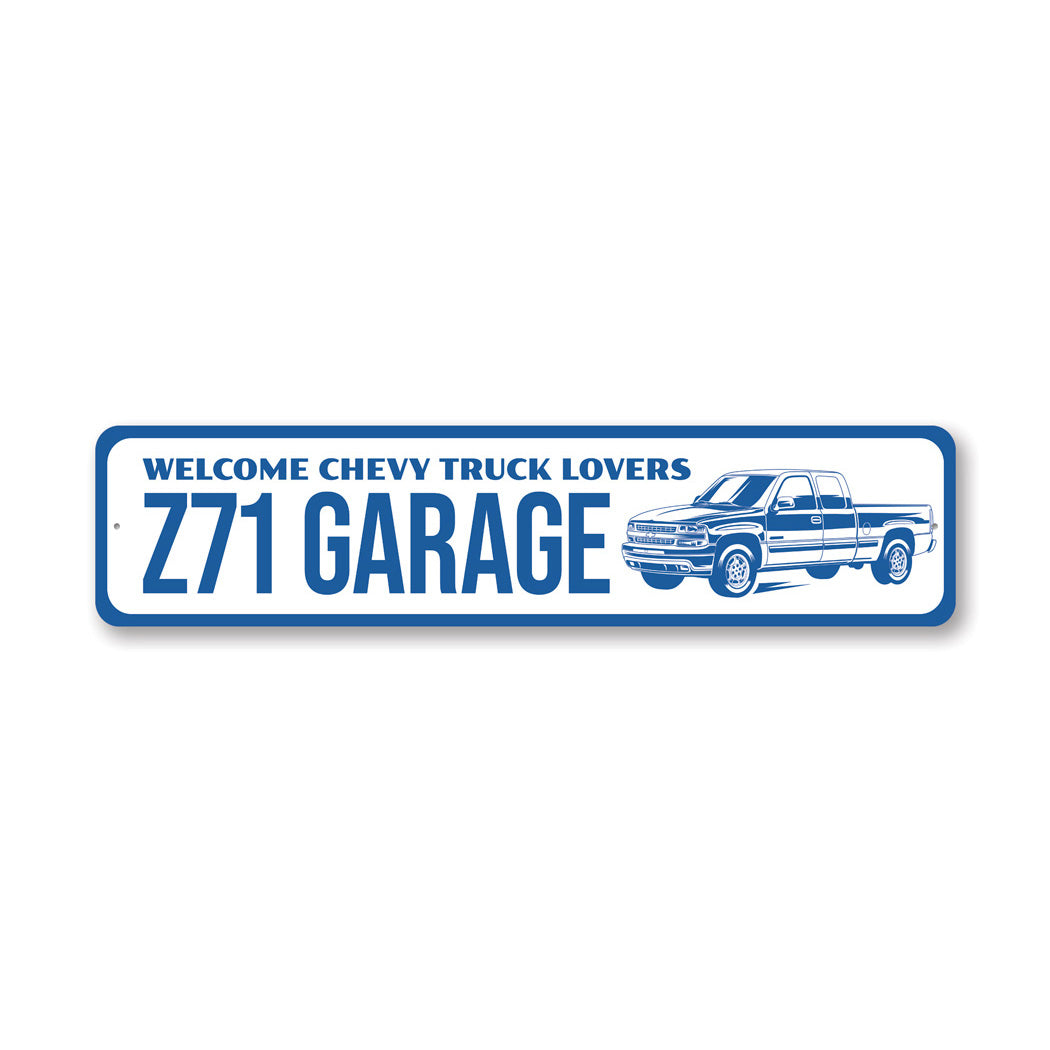 Z71 Garage Welcome Chevy Silverado Truck Decor Metal Sign