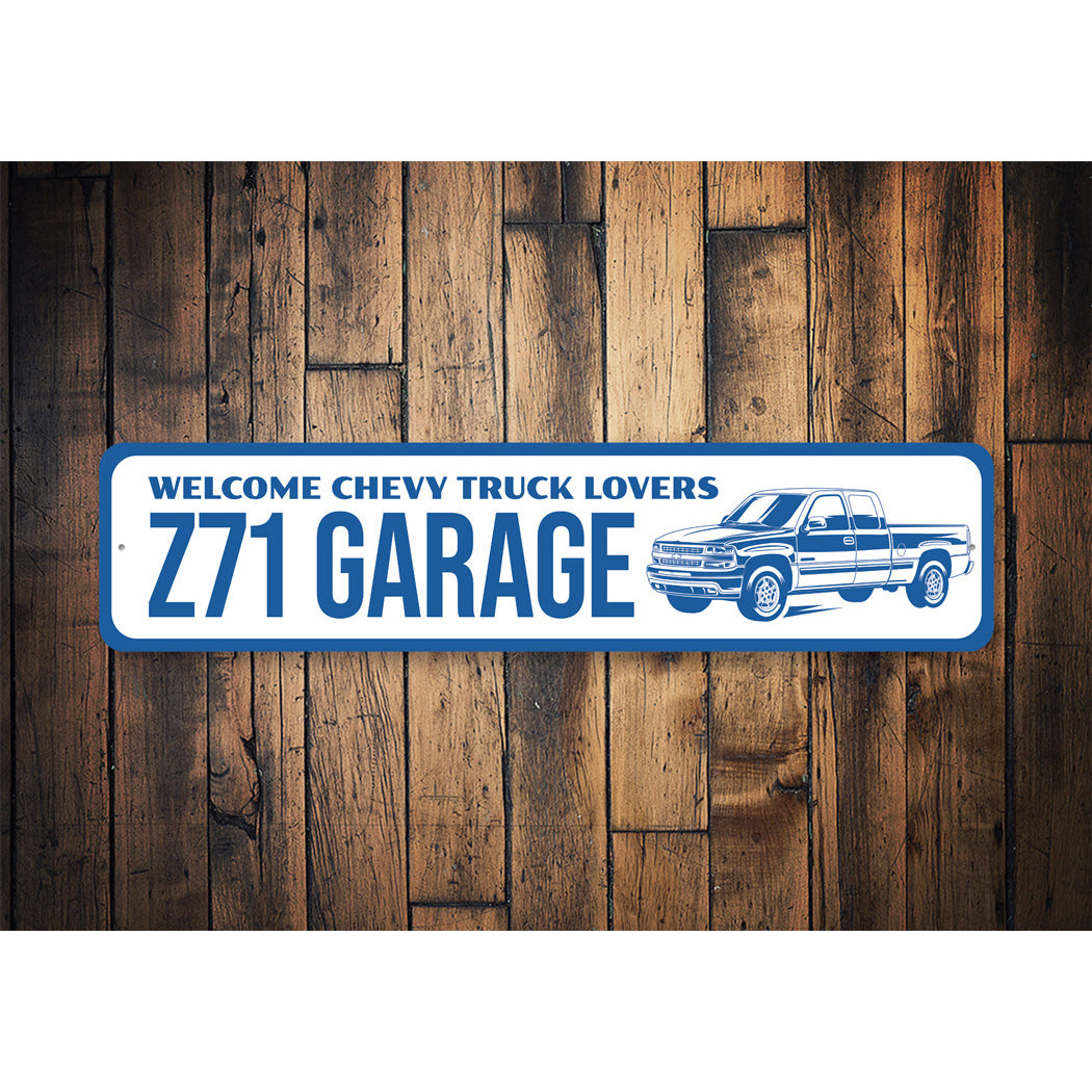 Z71 Garage Welcome Chevy Silverado Truck Decor Metal Sign