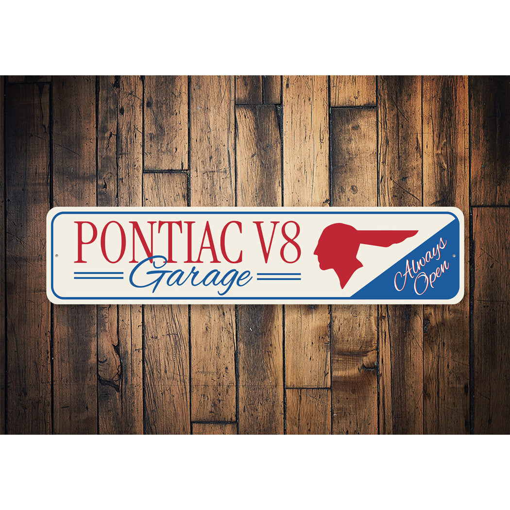 Pontiac V8 Garage Decor Retro Car Decor Metal Sign