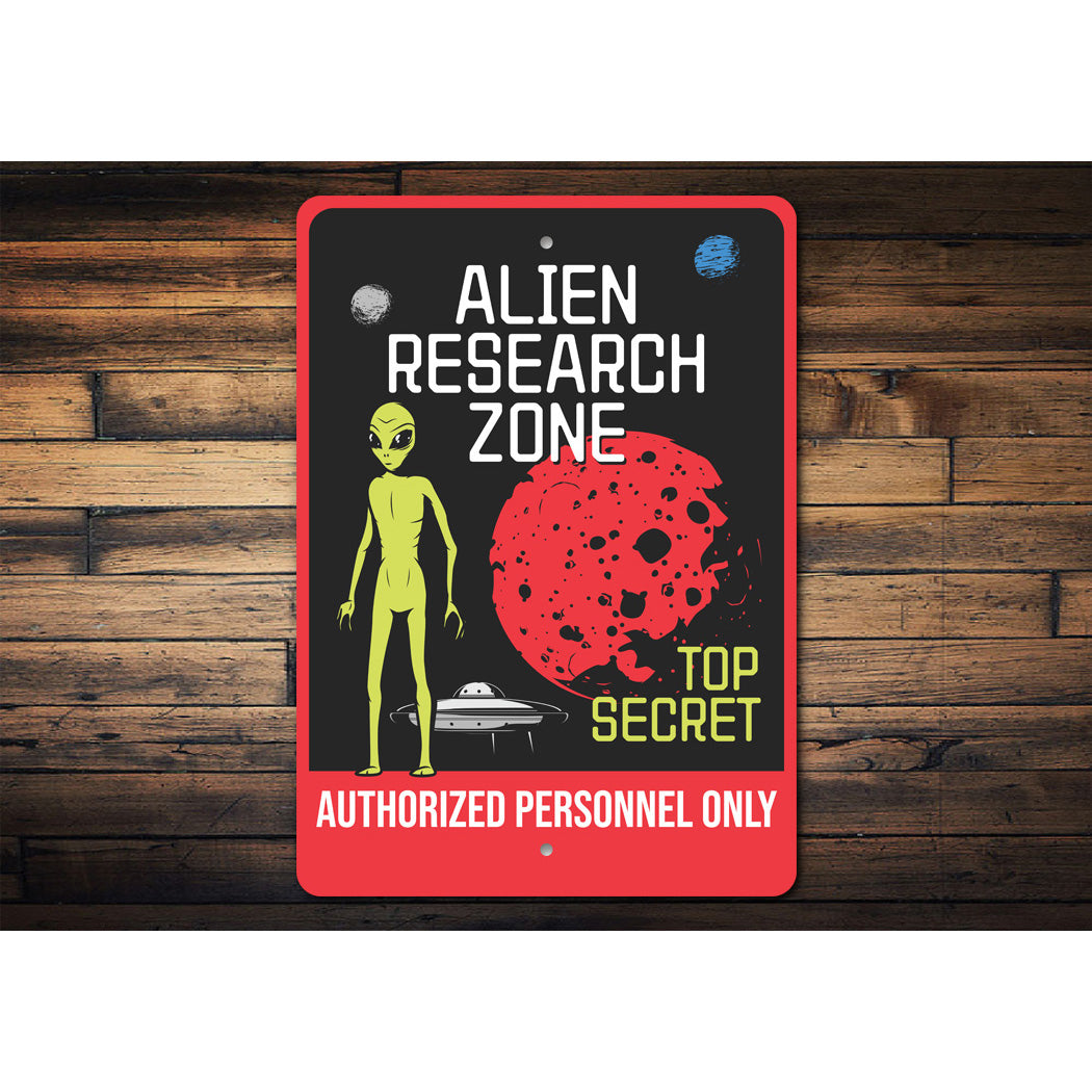 Alien Research Zone Top Secret Alien Decor Metal Sign