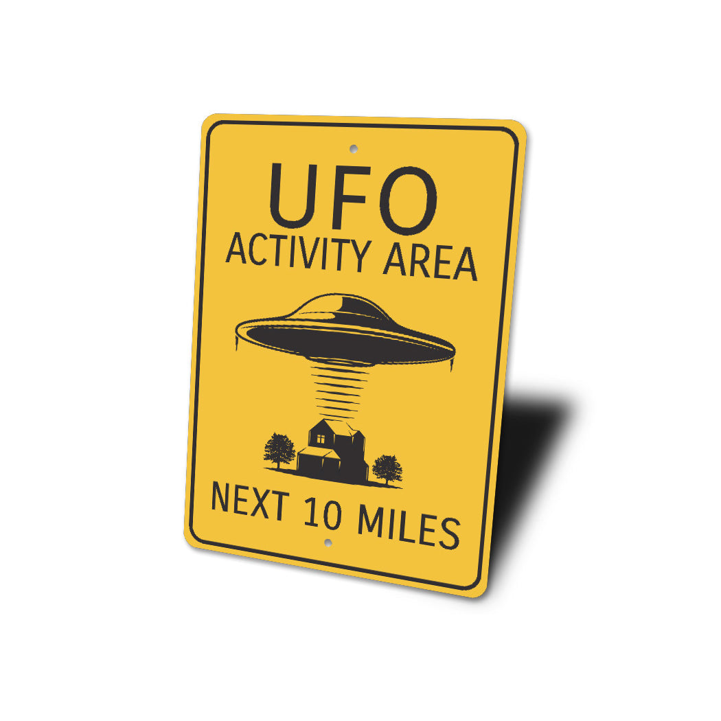 UFO Activity Area Next 10 Miles Alien Warning Decor Metal Sign