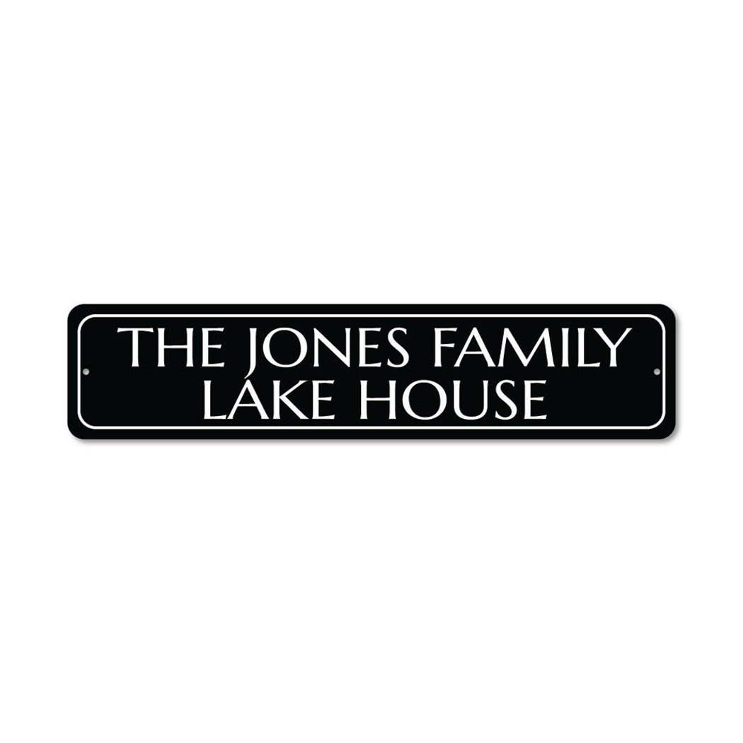 Family Name Lake House Metal Sign