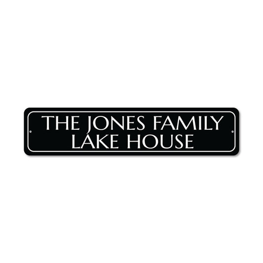 Family Name Lake House Metal Sign