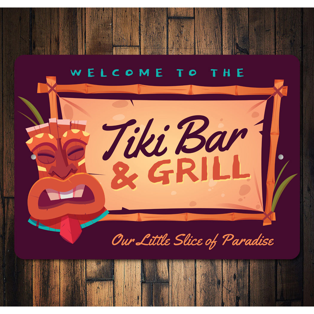 Welcome To The Tiki Bar And Grill Party Paradise Sign