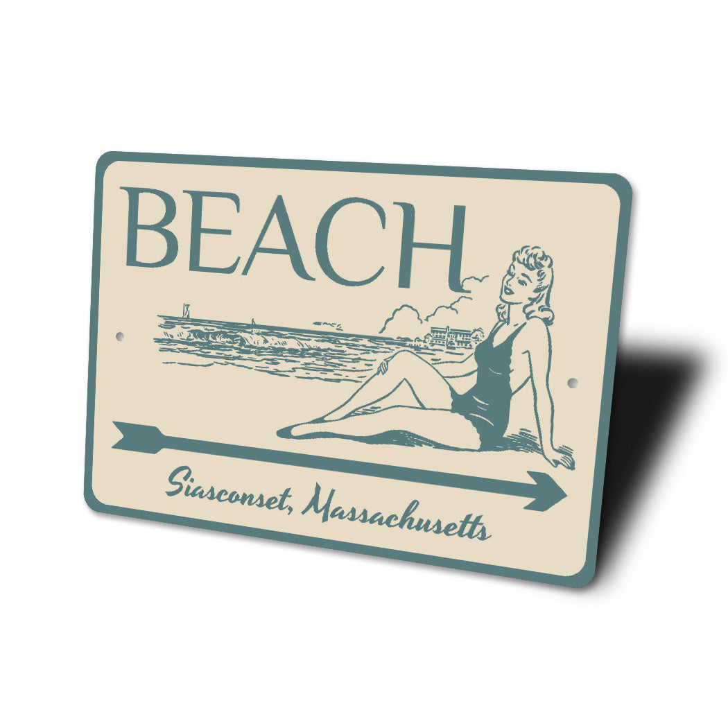 Siasconset Sun Bathing Beach Arrow Sign
