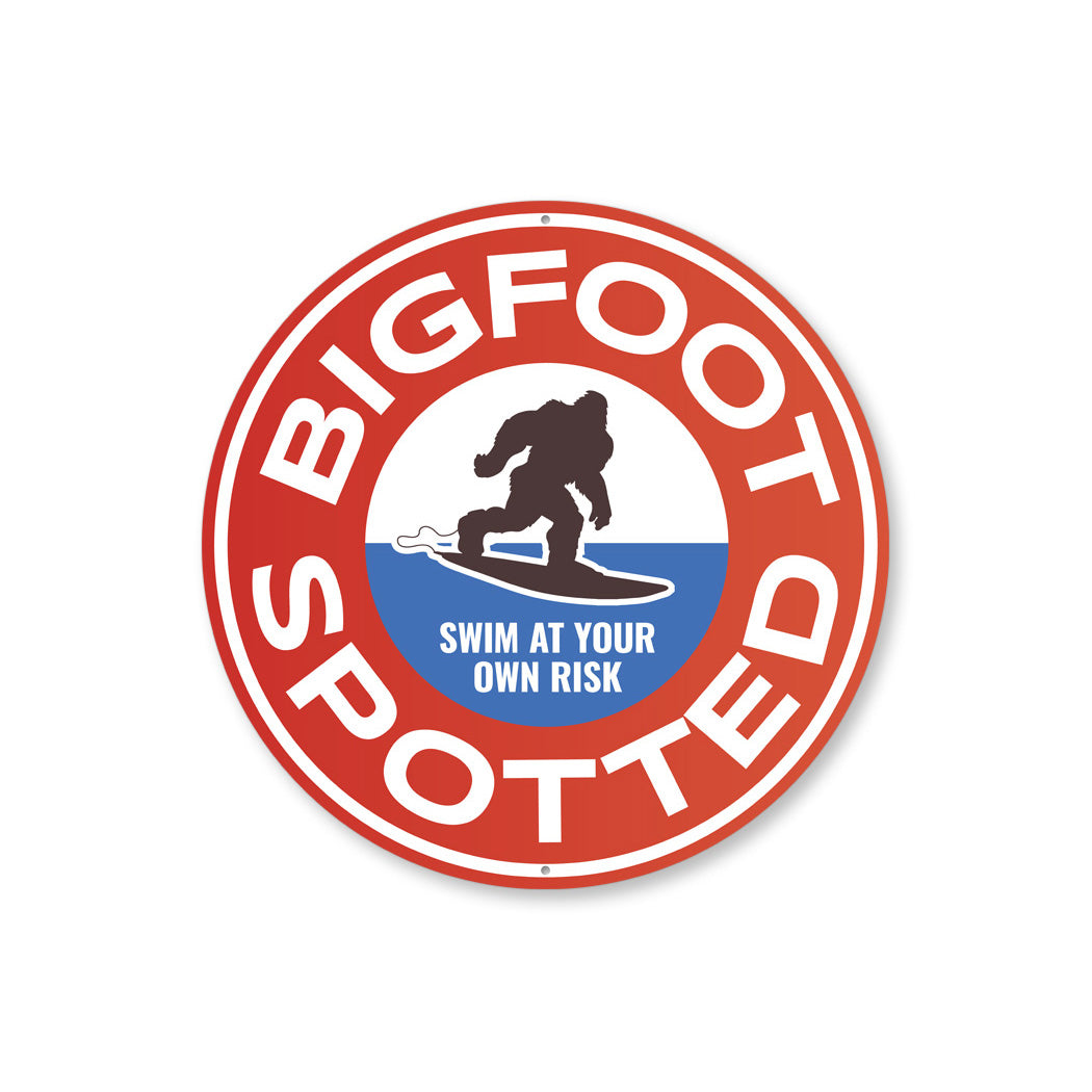 Bigfoot Spotted Swim At Your Own Risk Surf Sign