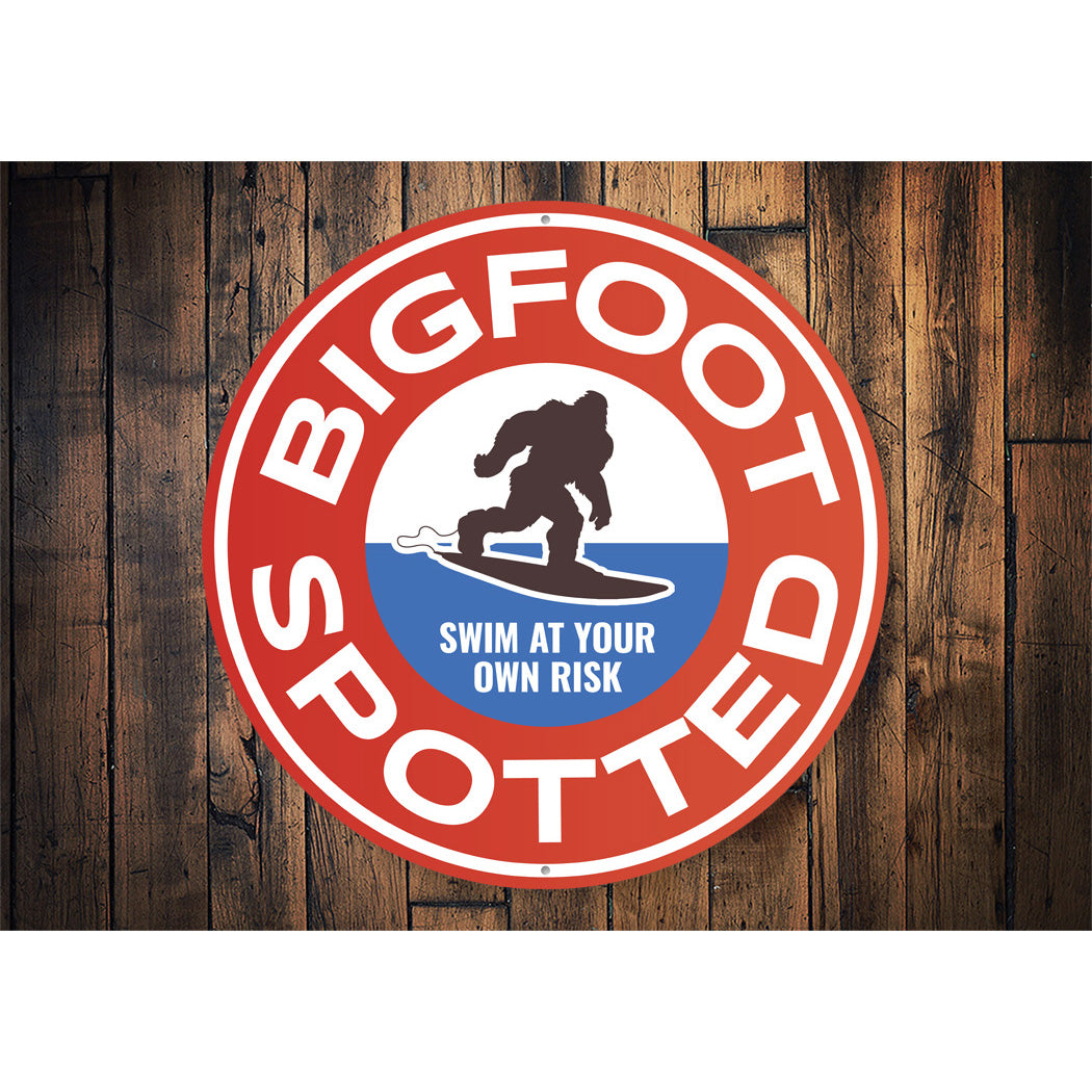 Bigfoot Spotted Swim At Your Own Risk Surf Sign