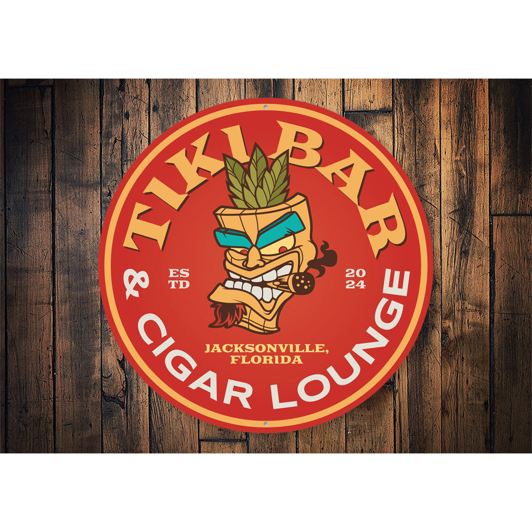 Tiki Bar Cigar Lounge Established Year Sign