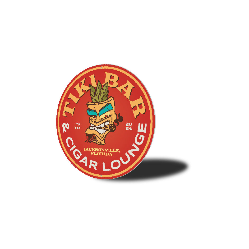 Tiki Bar Cigar Lounge Established Year Sign