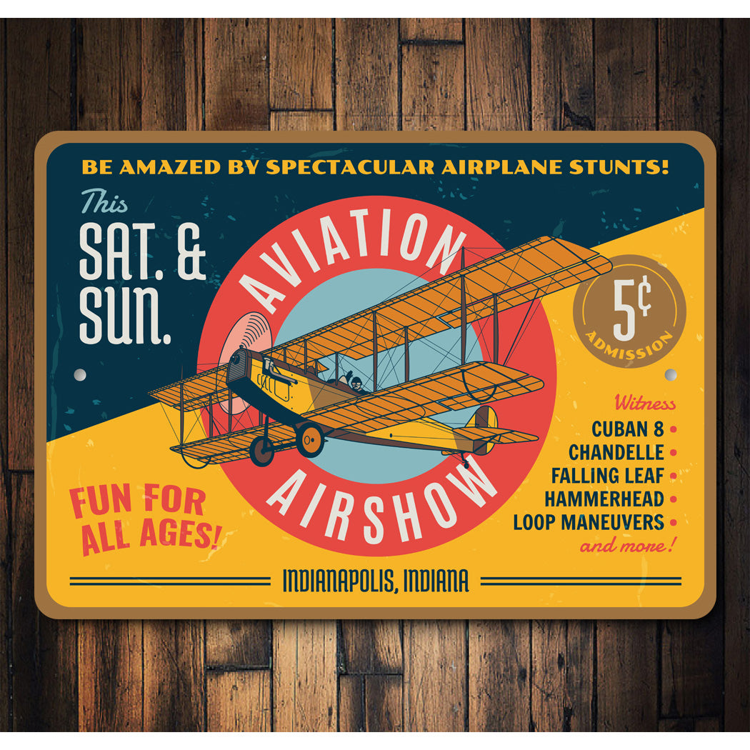 Aviation Airshow Airplane Stunts Biplane Novelty Sign