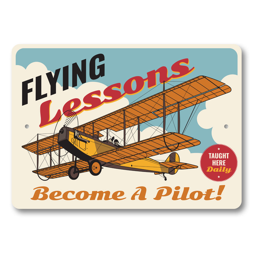 Flying Lessons Taught Here Daily Become A Pilot Sign