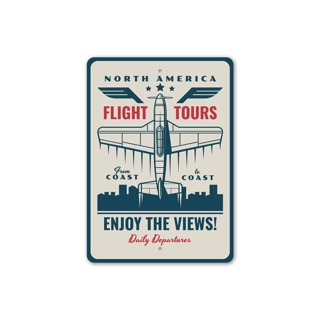 North America Flight Tours From Coast To Coast Sign