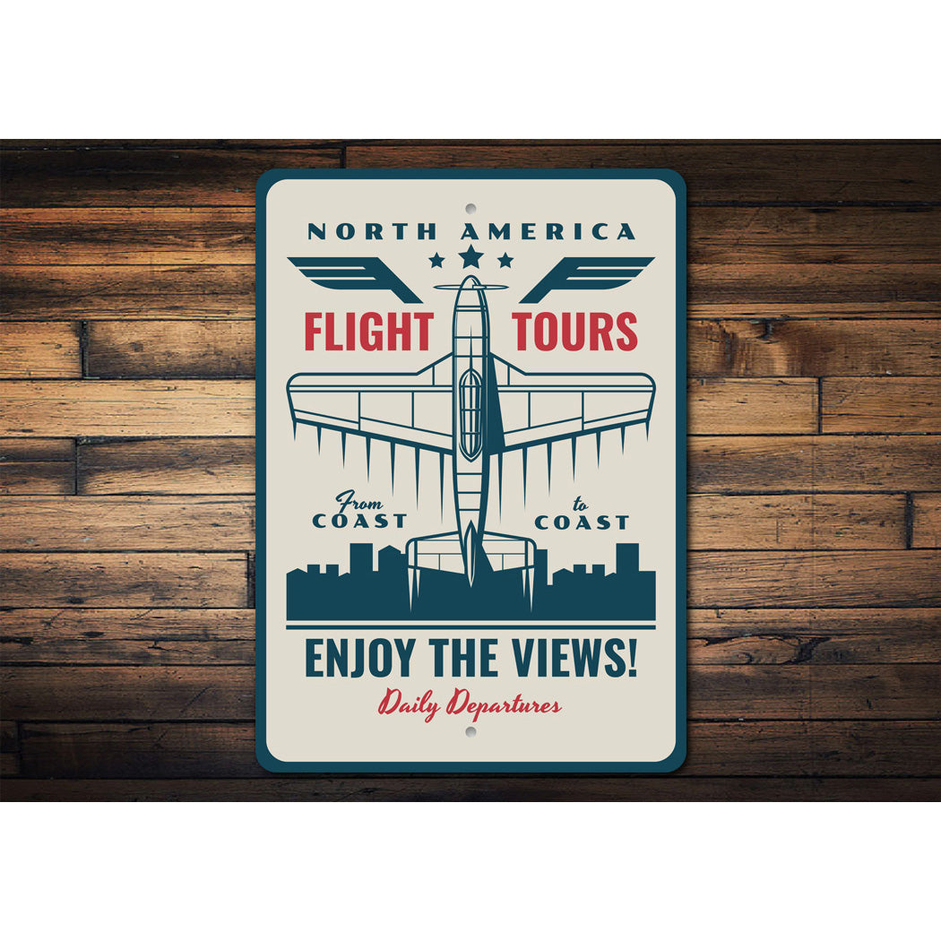 North America Flight Tours From Coast To Coast Sign