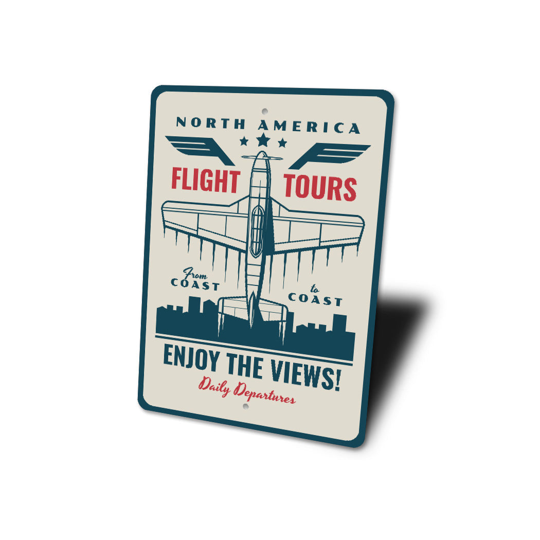 North America Flight Tours From Coast To Coast Sign