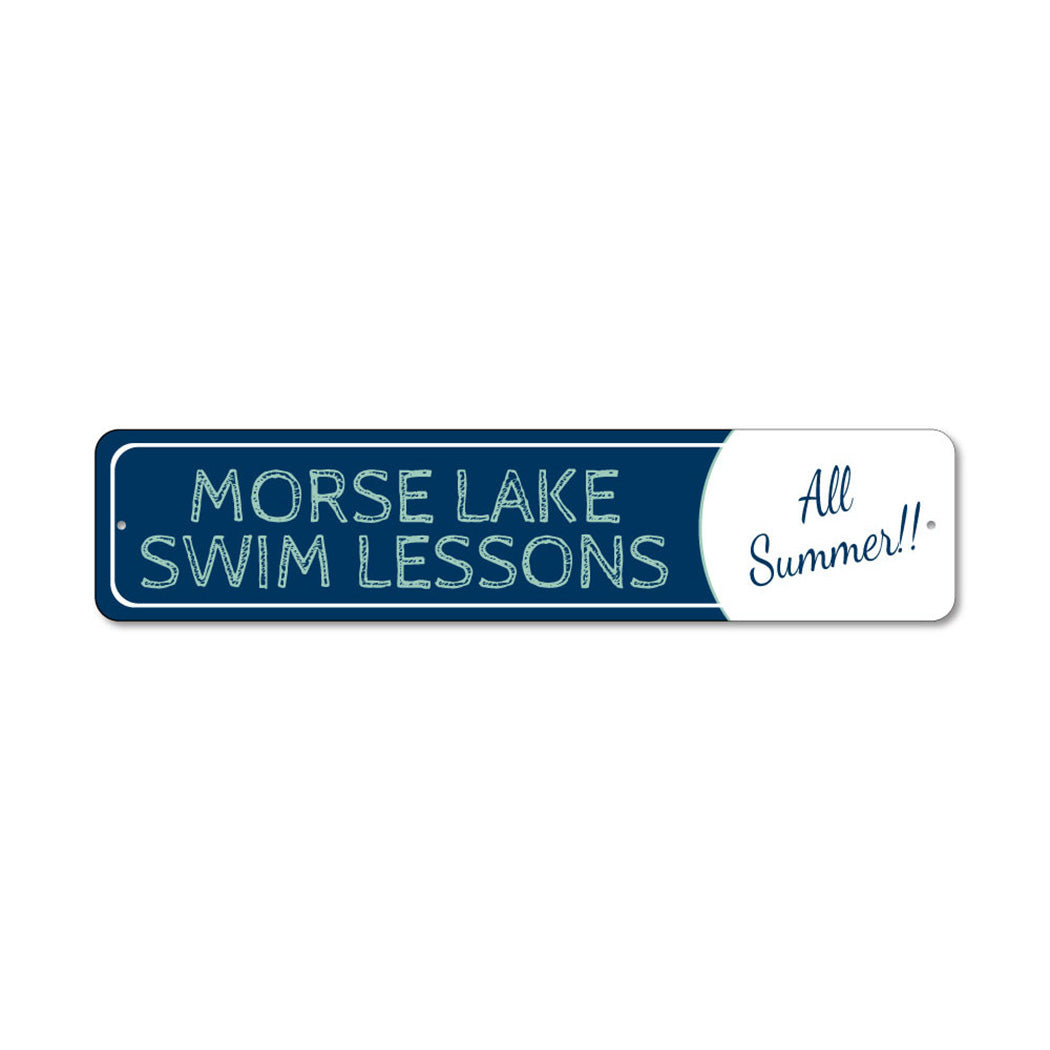 Swim Lessons Metal Sign