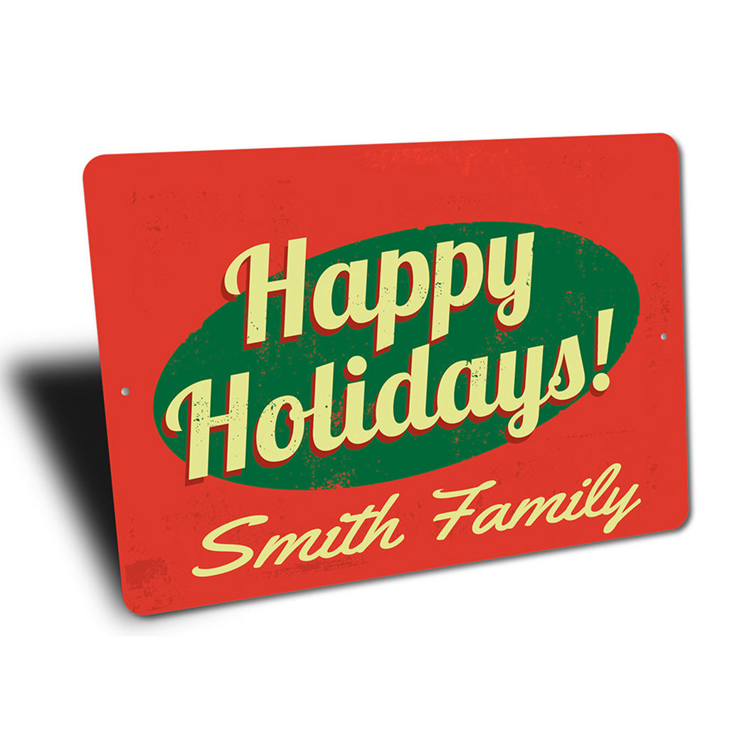 Happy Holidays Family Name Sign