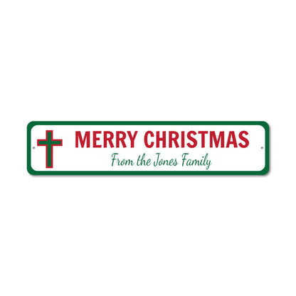 Christmas Cross Metal Sign