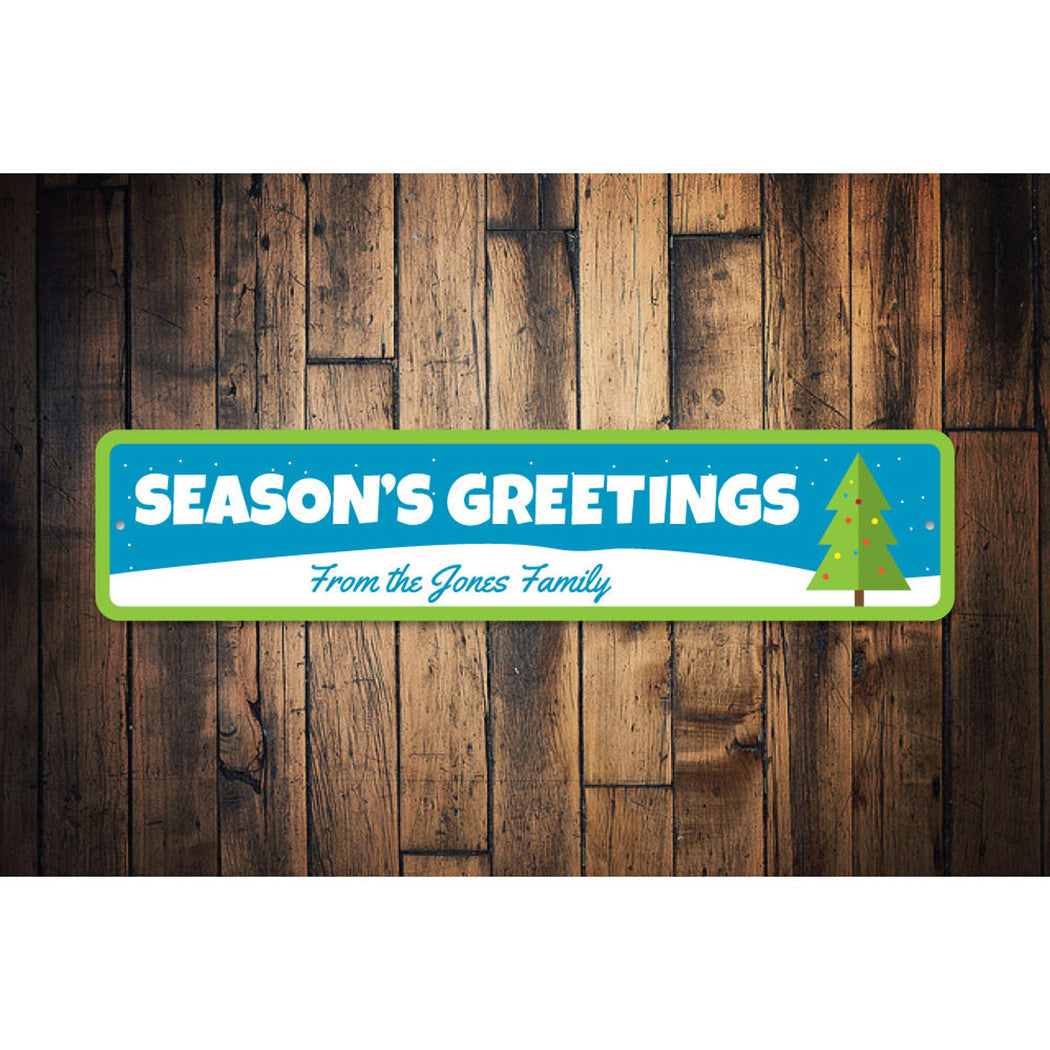 Season's Greeting Christmas Tree Sign