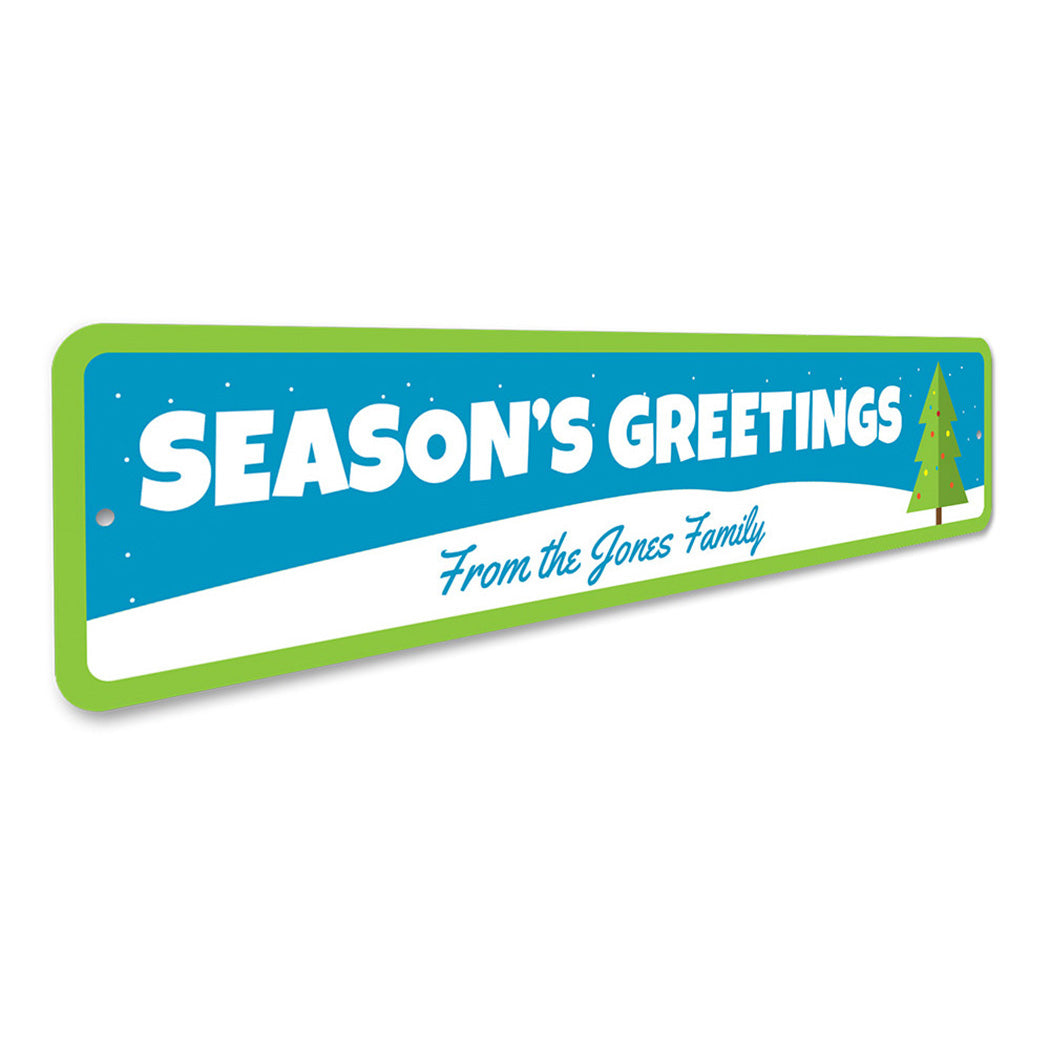 Season's Greeting Christmas Tree Sign