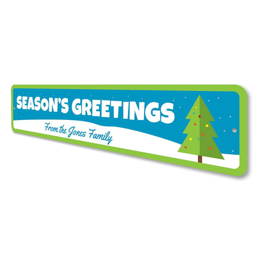 Season's Greeting Christmas Tree Sign