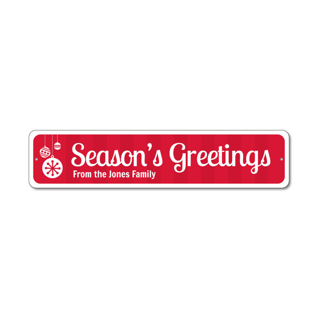 Season's Greetings Ornament Metal Sign