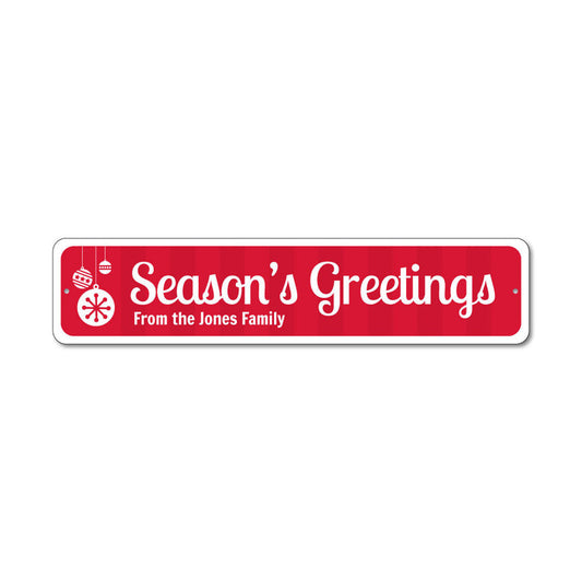 Season's Greetings Ornament Metal Sign