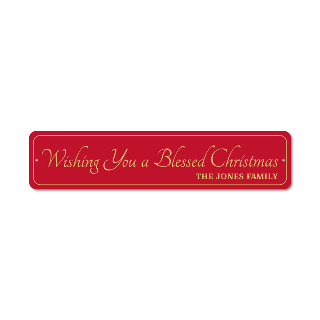 Wishing You A Blessed Merry Christmas Metal Sign