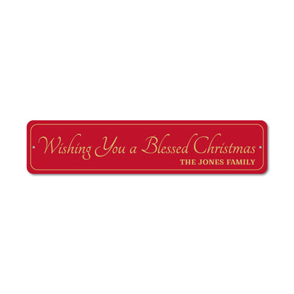 Wishing You A Blessed Merry Christmas Metal Sign