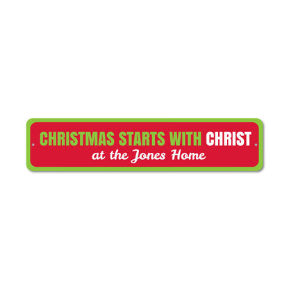 Christmas Starts With Christ Metal Sign
