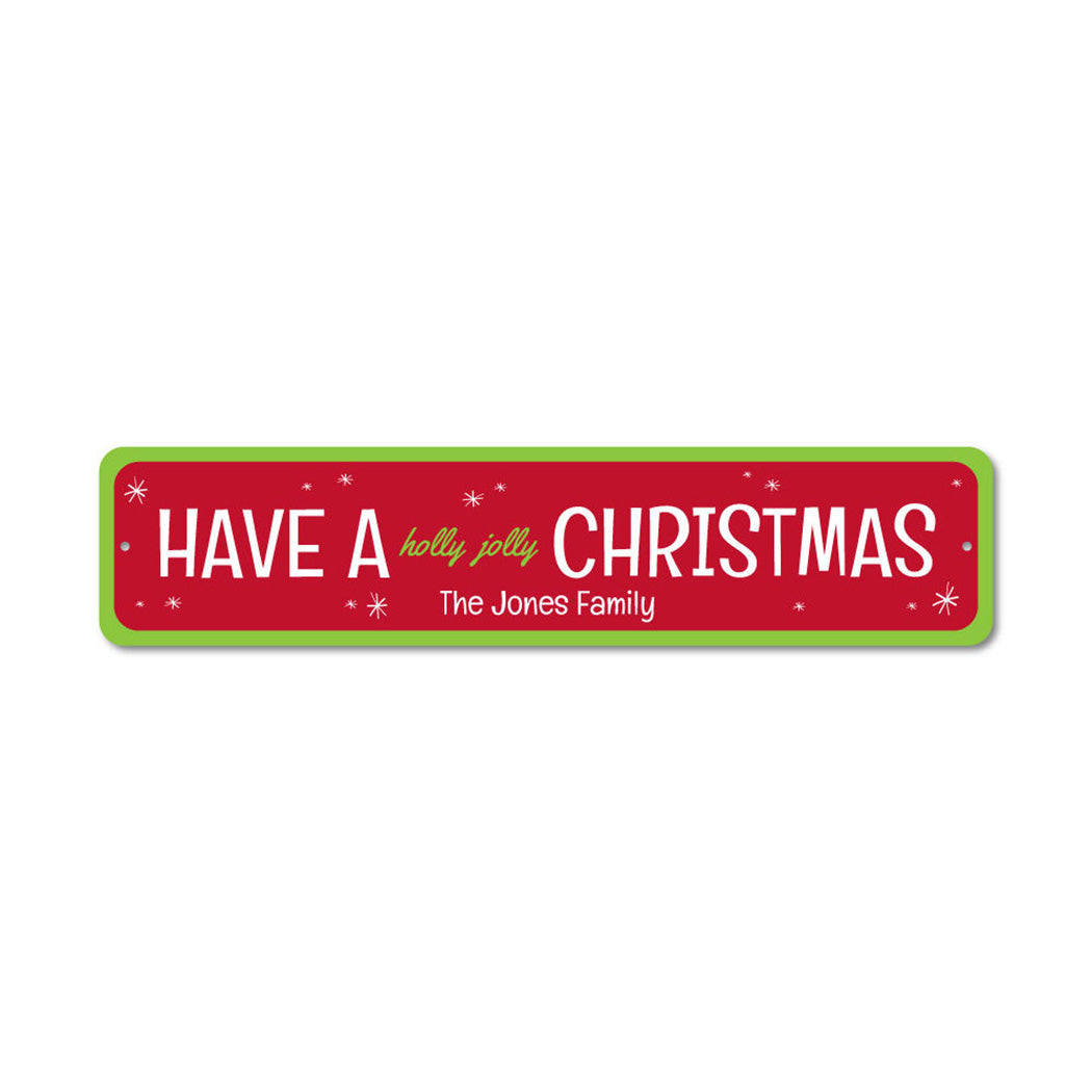 Holly Jolly Christmas Metal Sign