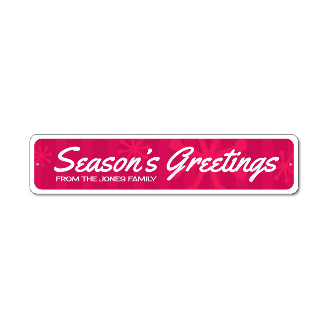 Season's Greetings Snowflake Metal Sign