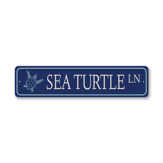 Sea Turtle Street Metal Sign
