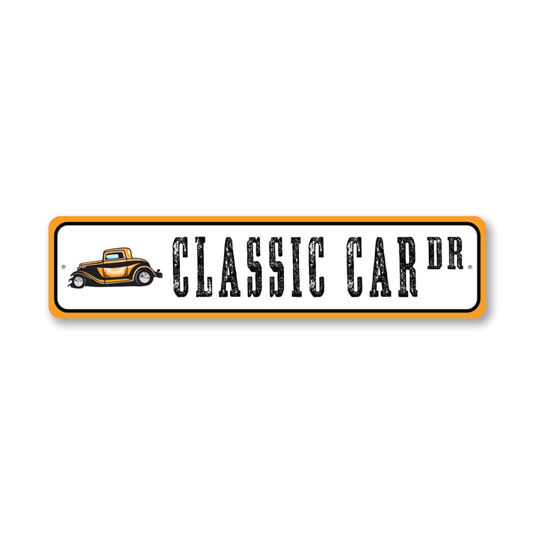 Classic Car Street Metal Sign