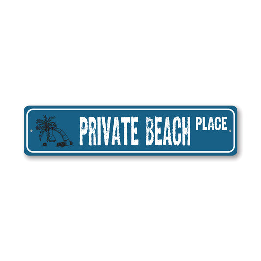 Private Beach Street Metal Sign