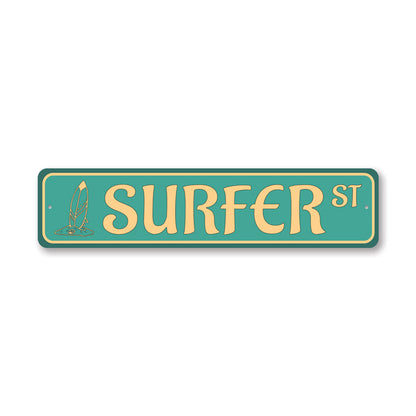 Surfer Street Metal Sign