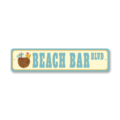 Beach Bar Street Metal Sign