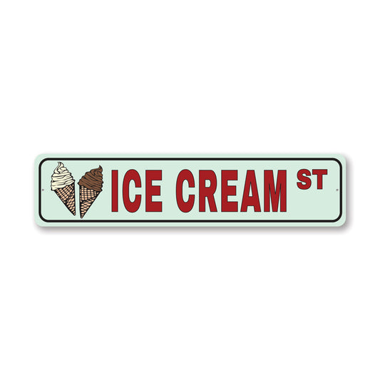 Ice Cream Street Metal Sign