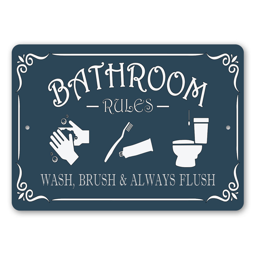 Bathroom Rules Metal Sign