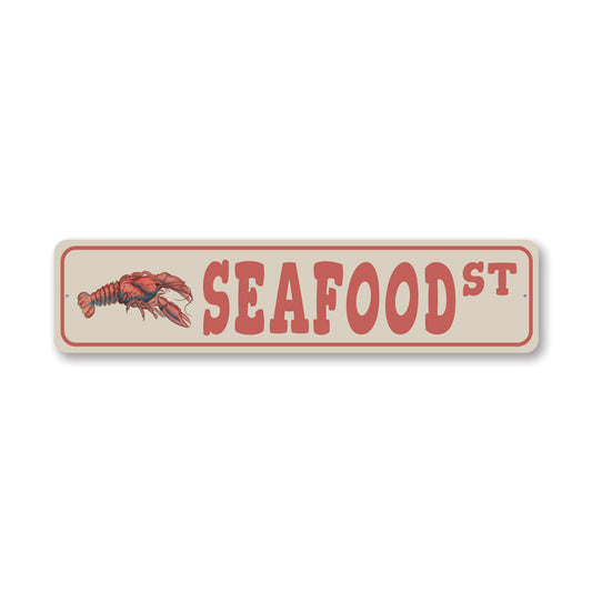 Seafood Street Metal Sign