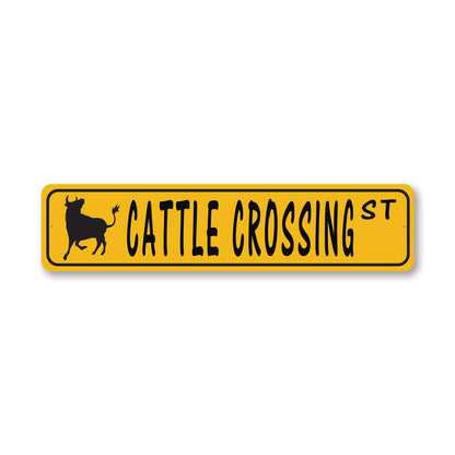 Cattle Crossing Street Metal Sign