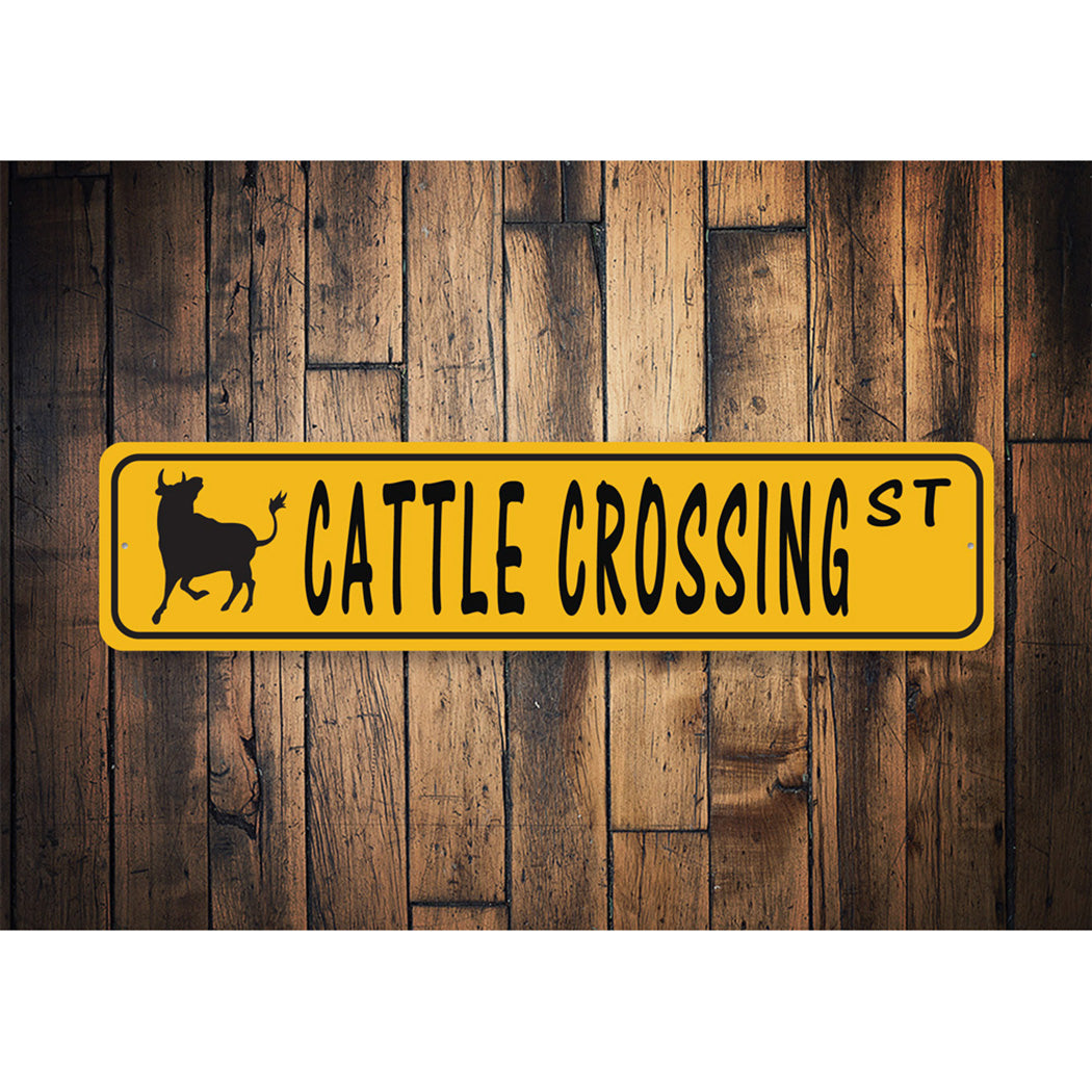 Cattle Crossing Street Sign